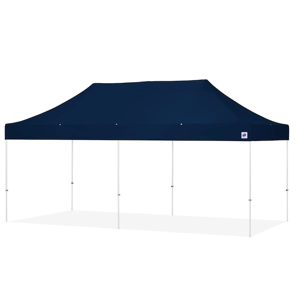 TAA Compliant Eclipse Shelter, 10' W x 20' L, White Steel Frame, Navy Blue Vented Top